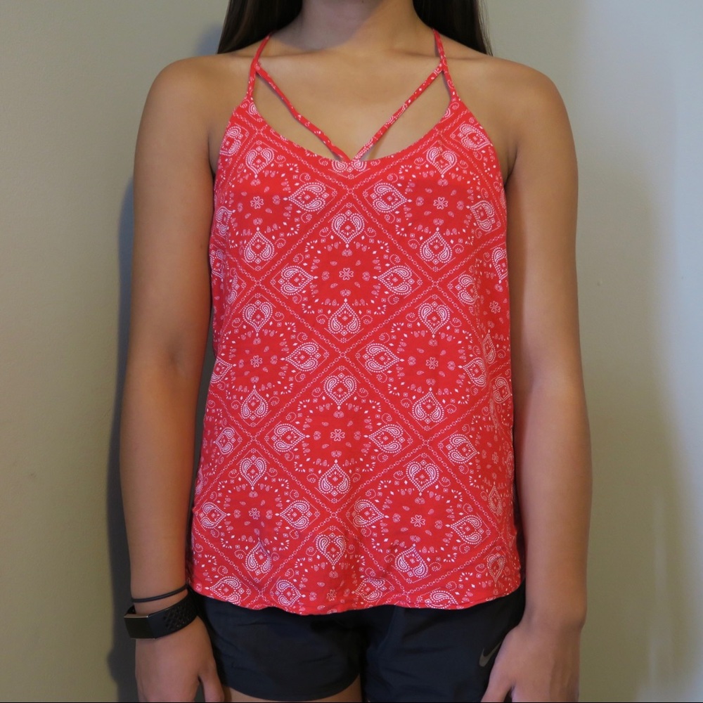 red and white No Boundaries tank top (small)